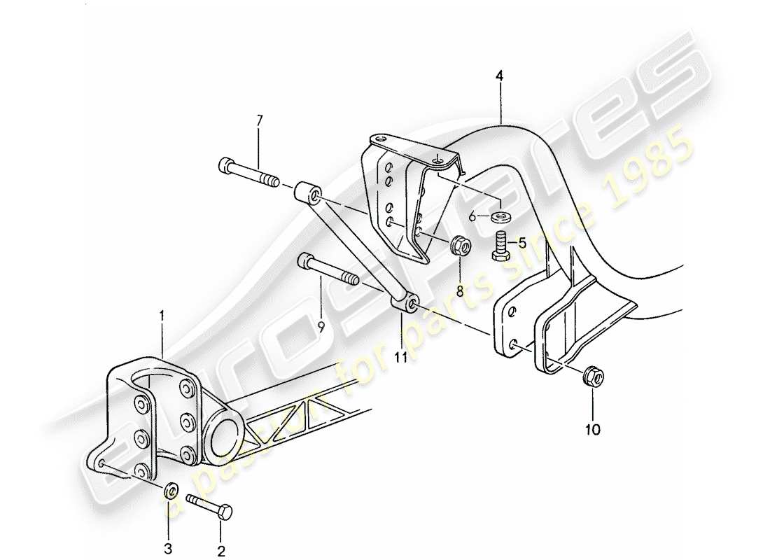 porsche 959 (1987) rear axle - cross member - cross member part diagram