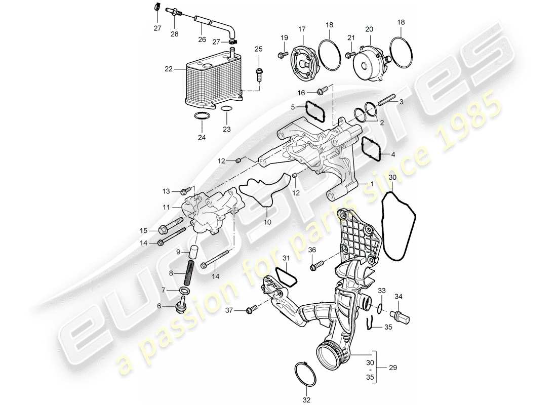 porsche cayman 987 (2007) oil pump part diagram