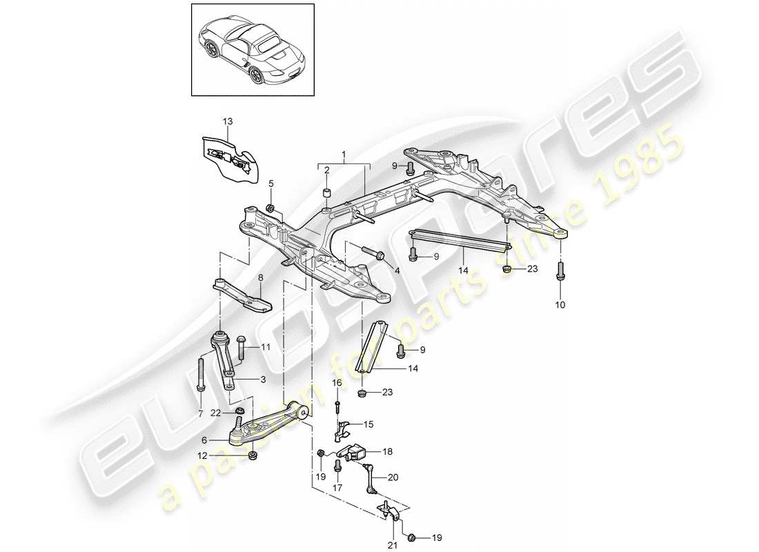 porsche boxster 987 (2012) cross member part diagram