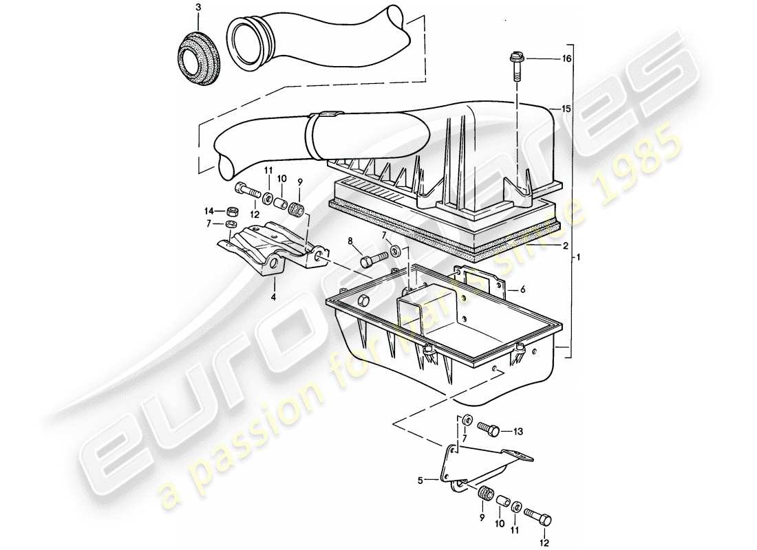 porsche 944 (1982) air cleaner system part diagram