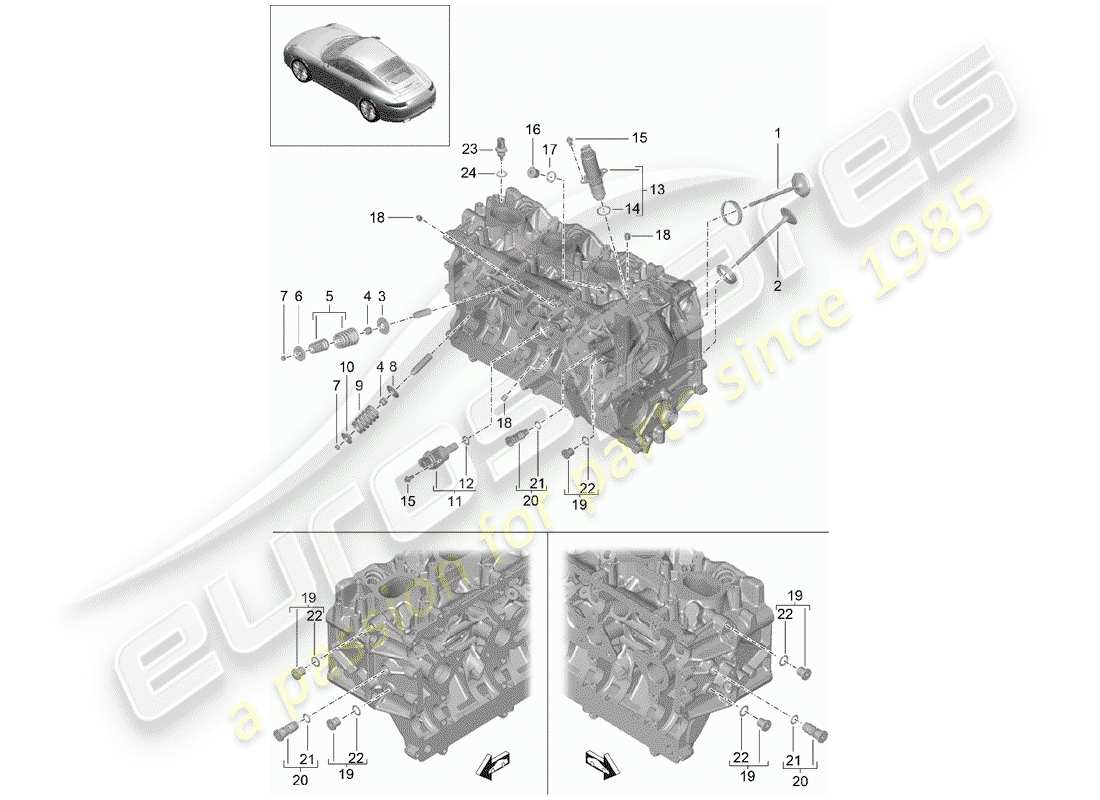 porsche 991 (2015) cylinder head part diagram