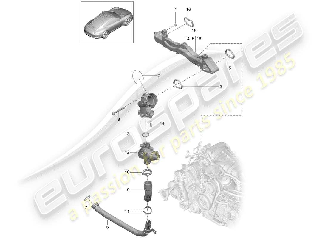 porsche 991 (2015) sub-frame part diagram