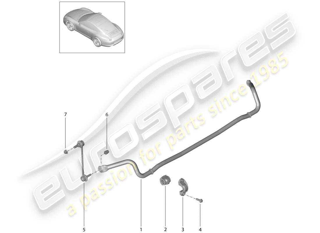 porsche 991 (2015) stabilizer part diagram