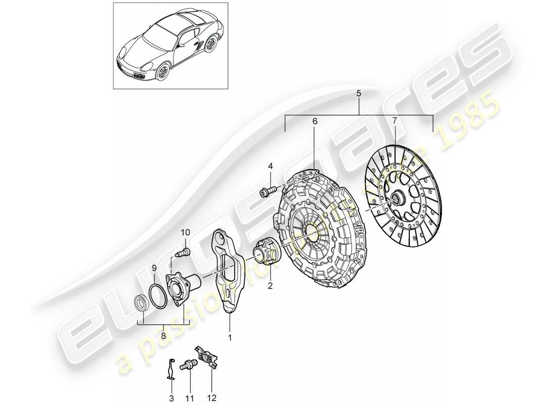 porsche cayman 987 (2007) clutch part diagram