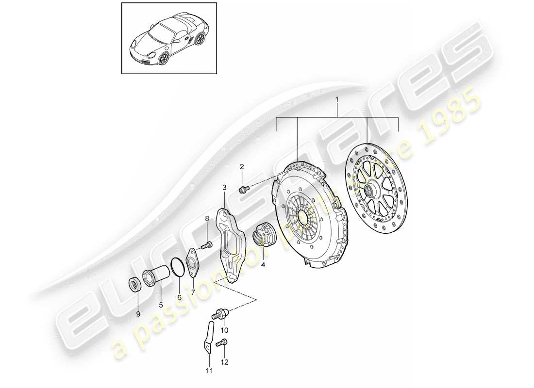 porsche boxster 987 (2012) clutch part diagram