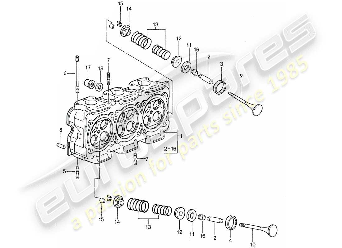 porsche 959 (1987) cylinder head part diagram