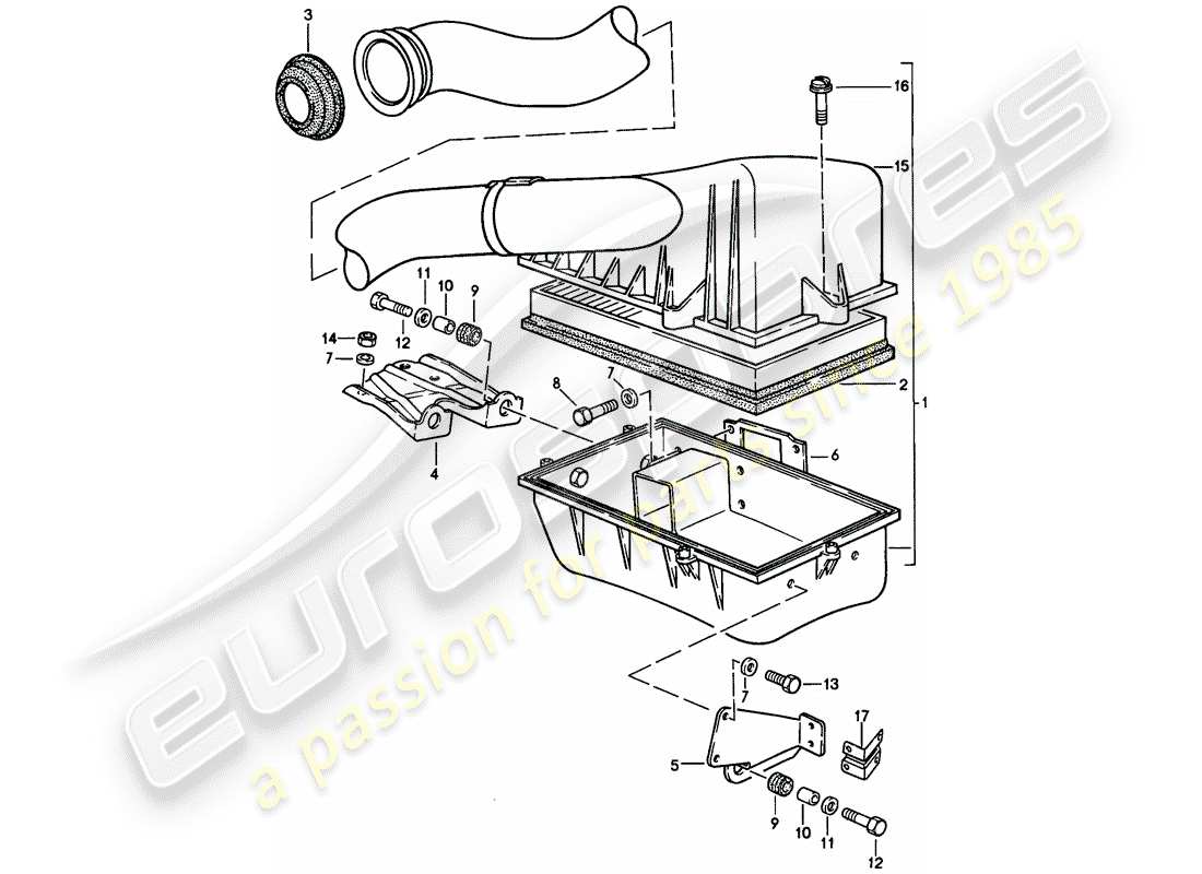 porsche 924s (1987) air cleaner system part diagram