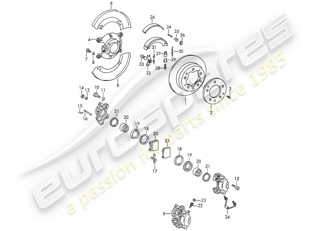 porsche 911/912 (1968) disc brakes - d >> - mj 1968 part diagram