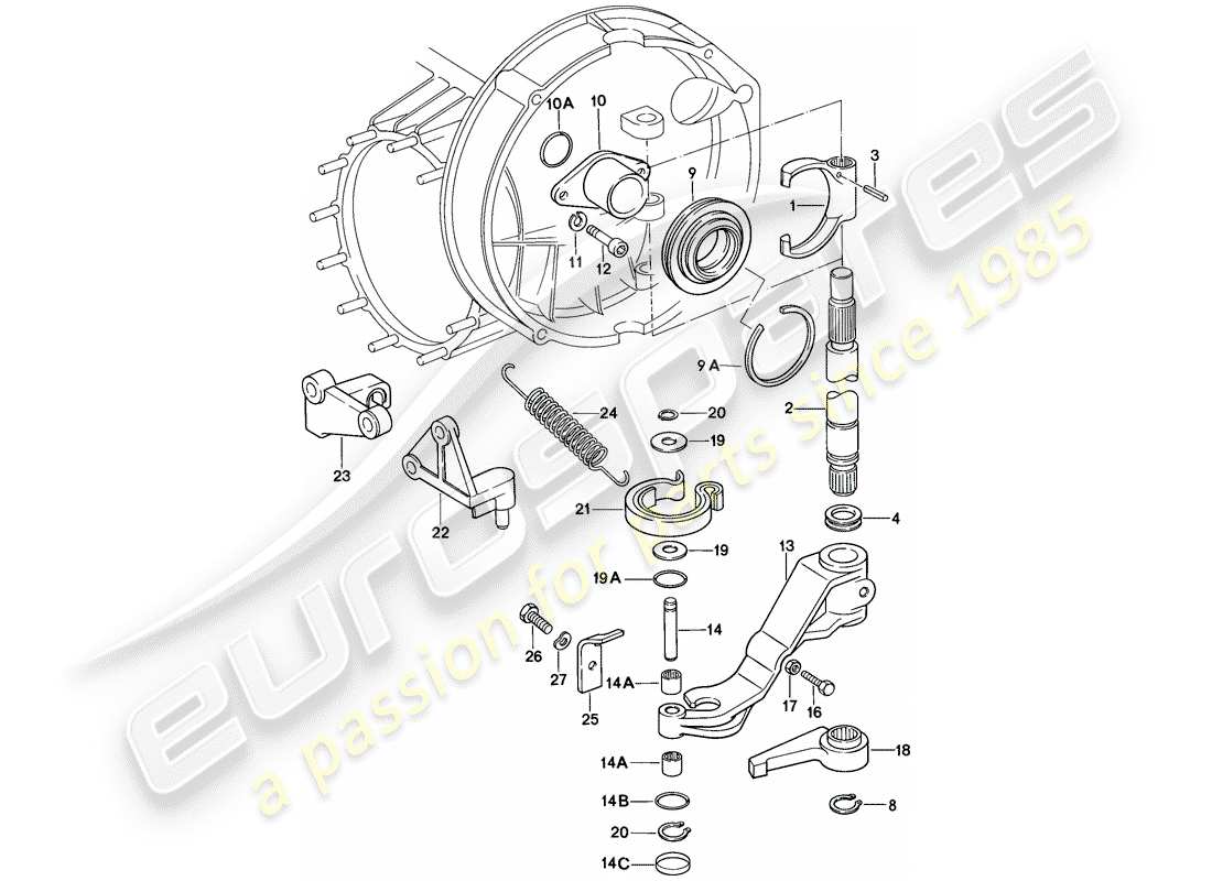 porsche 911 (1986) clutch release part diagram