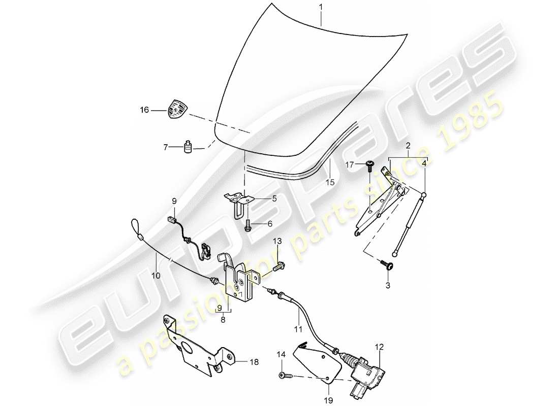 porsche carrera gt (2005) cover part diagram