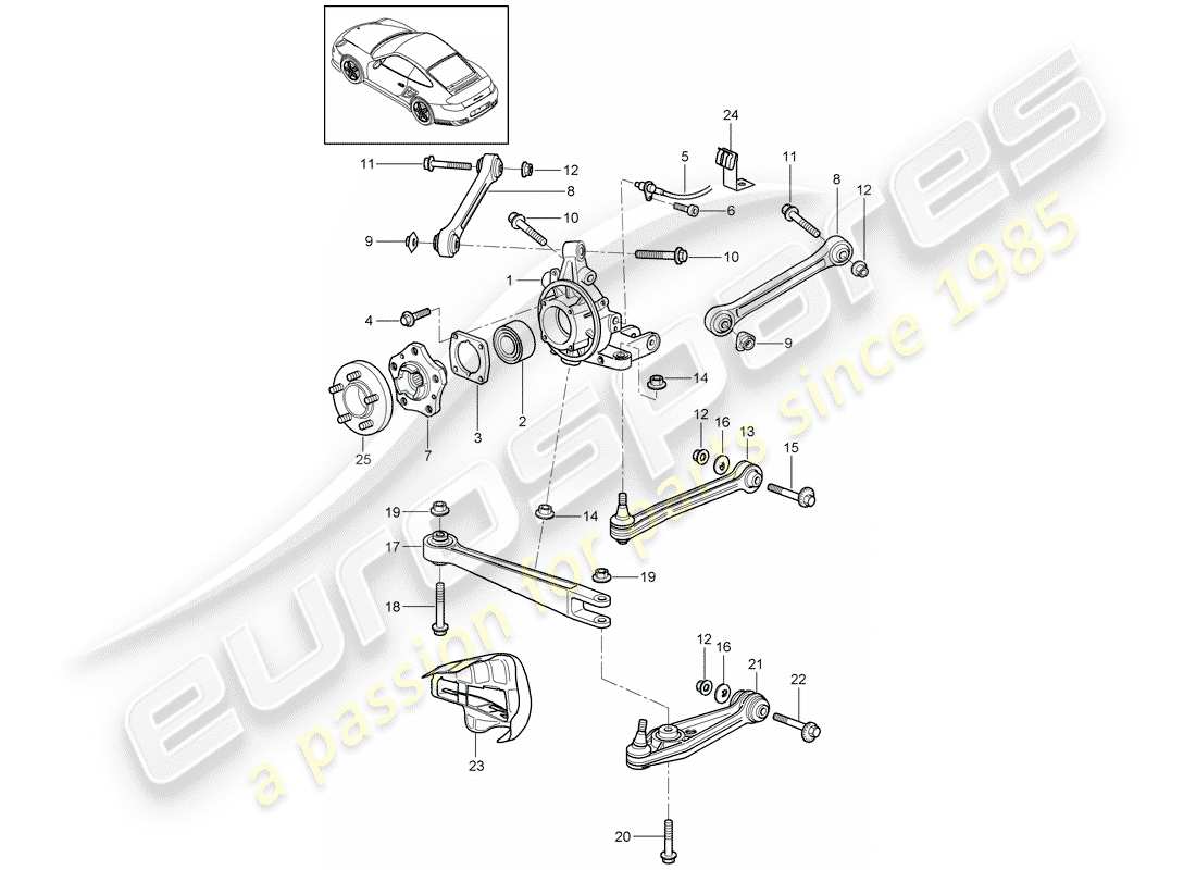 porsche 997 t/gt2 (2008) rear axle part diagram