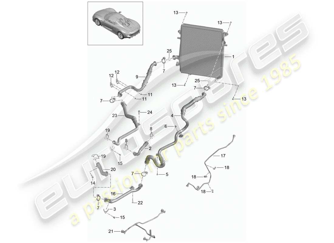 porsche 918 spyder (2015) engine lubrication part diagram