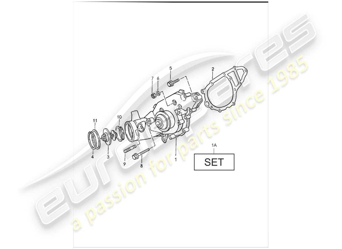 porsche 944 (1988) water pump part diagram