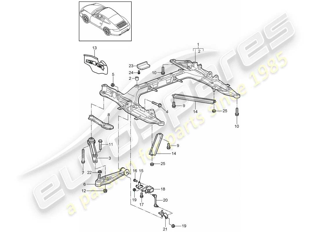 porsche 997 gen. 2 (2009) cross member part diagram