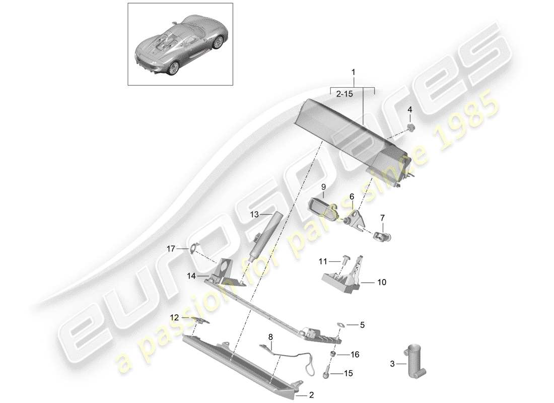 porsche 918 spyder (2015) glove box part diagram