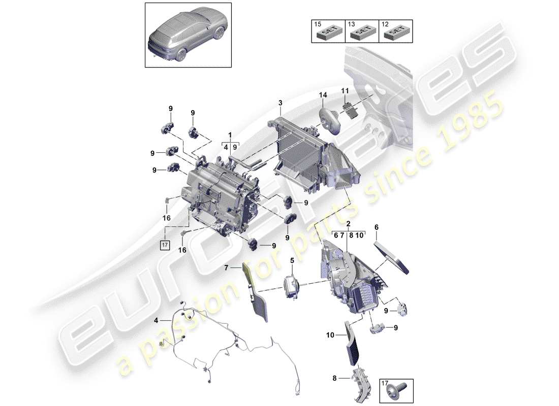 porsche cayenne e3 (2020) air conditioner part diagram