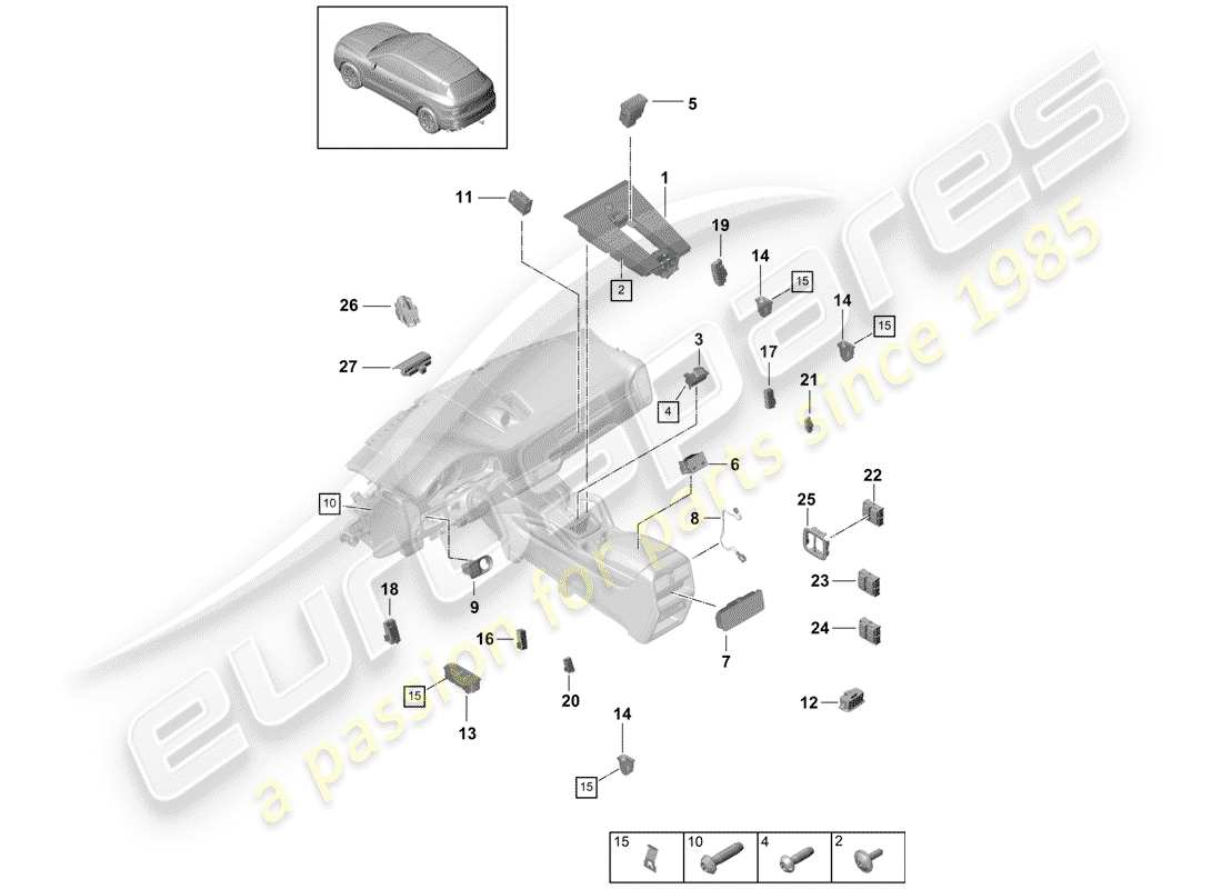 porsche cayenne e3 (2020) switch part diagram