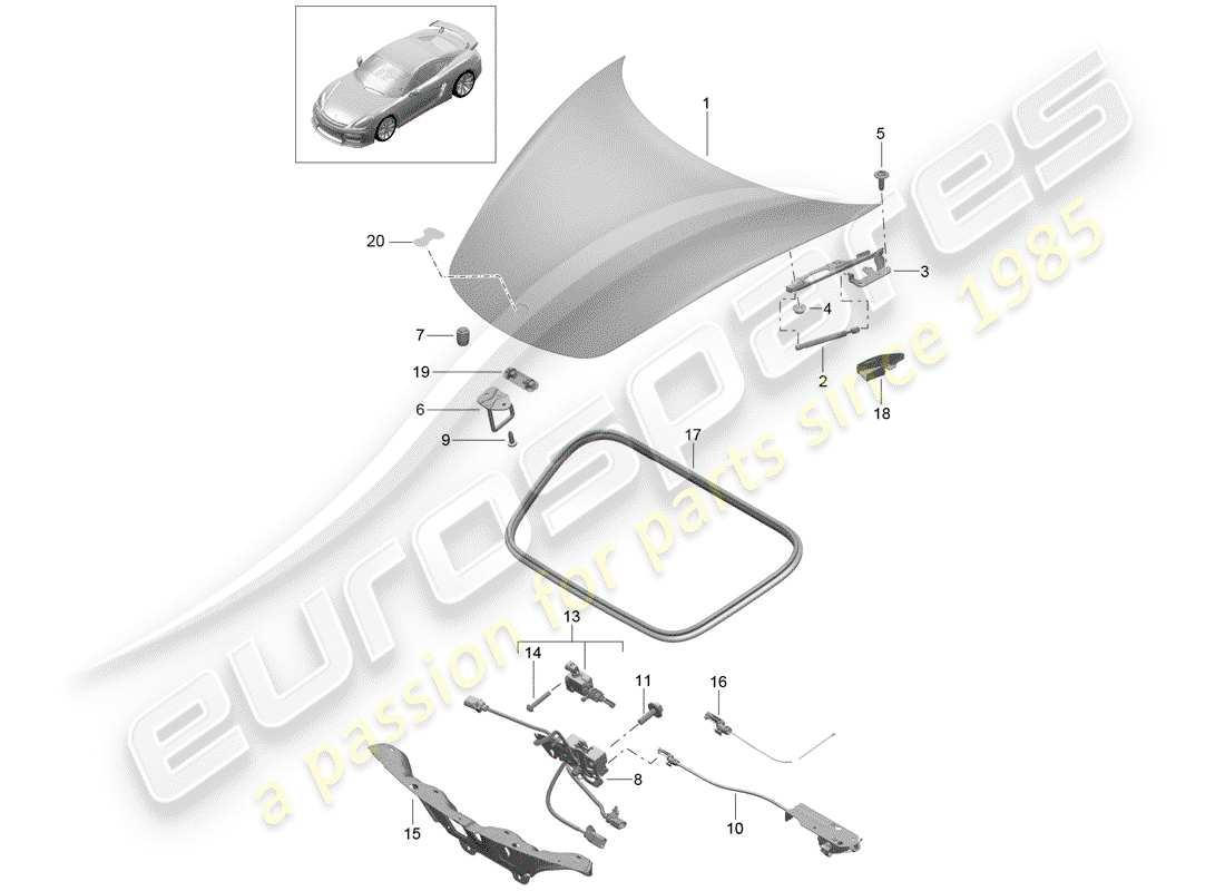 porsche cayman gt4 (2016) cover part diagram