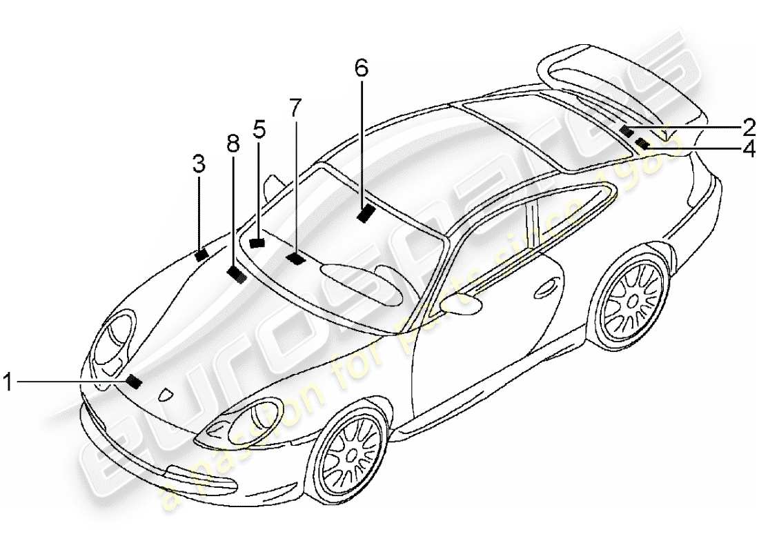 porsche 996 gt3 (2004) signs/notices part diagram