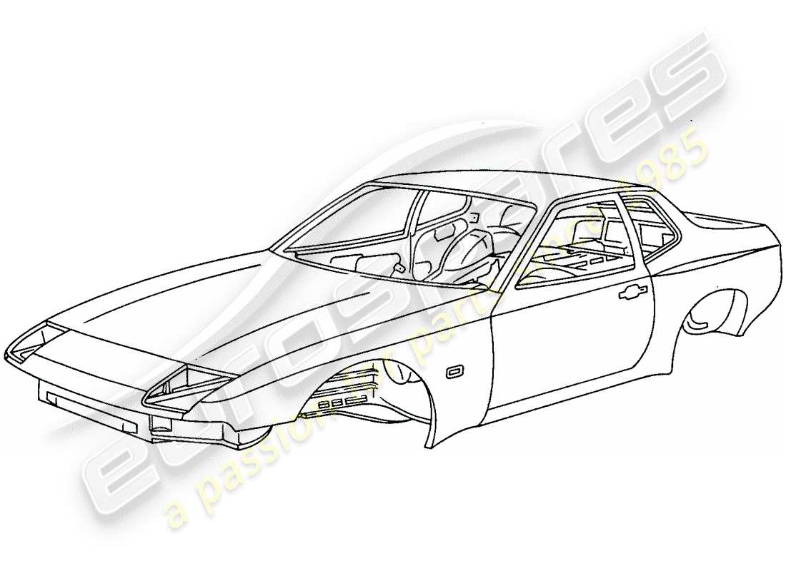 porsche 944 (1983) car body - primed - sealed - with: - underbody protection - bodyshells can only - only available from current - model year available part diagram