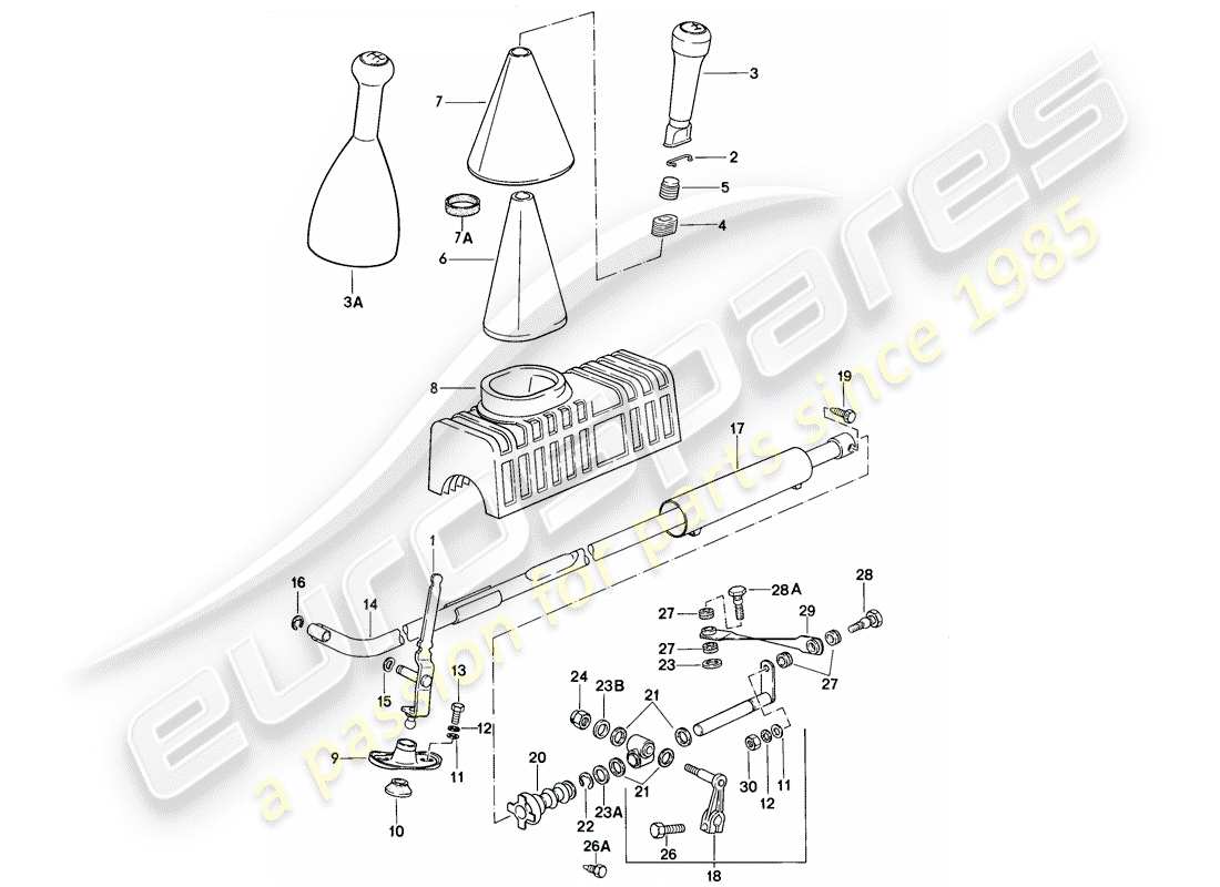 porsche 944 (1988) actuator - for - manual gearbox part diagram