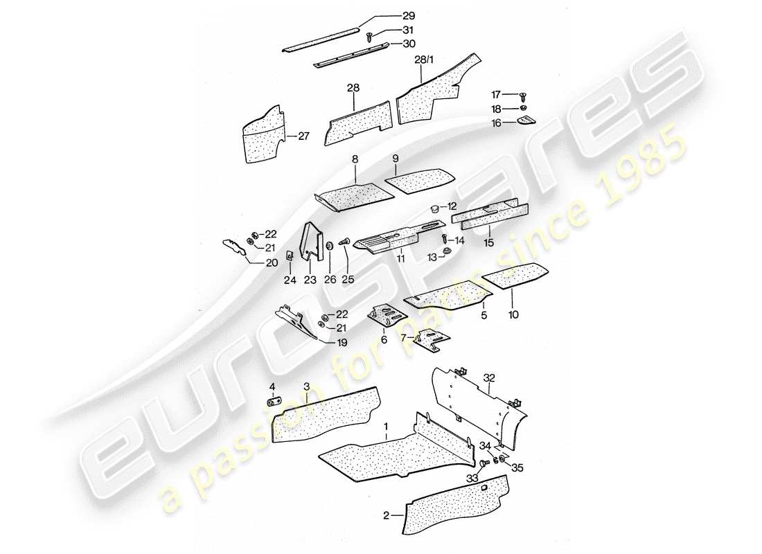 porsche 911 turbo (1977) lining part diagram