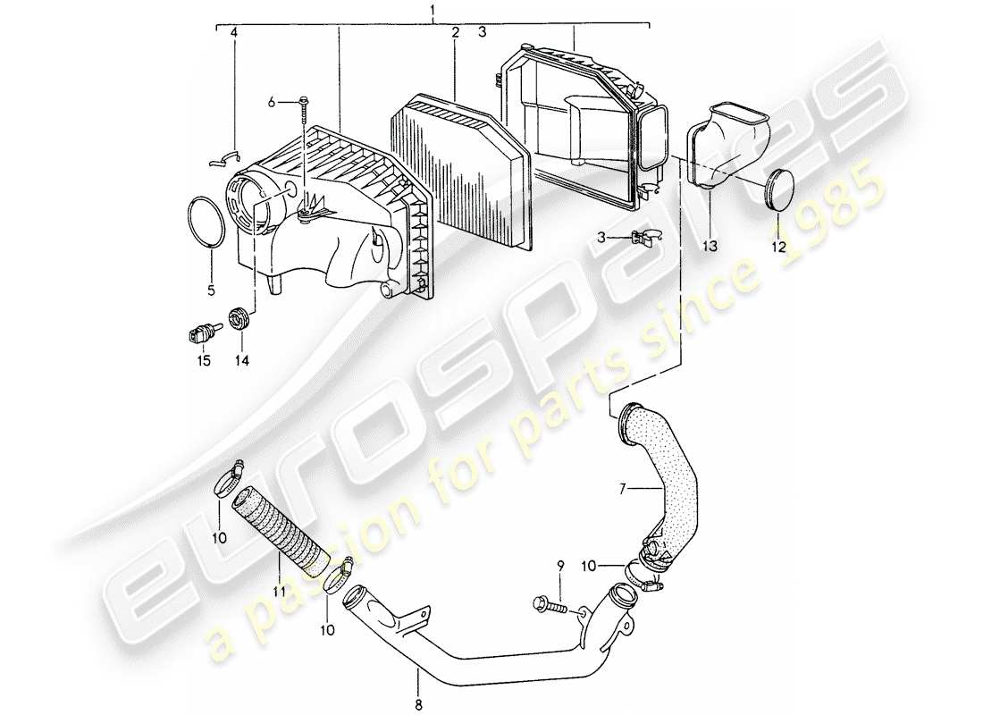 porsche 993 (1998) air cleaner part diagram