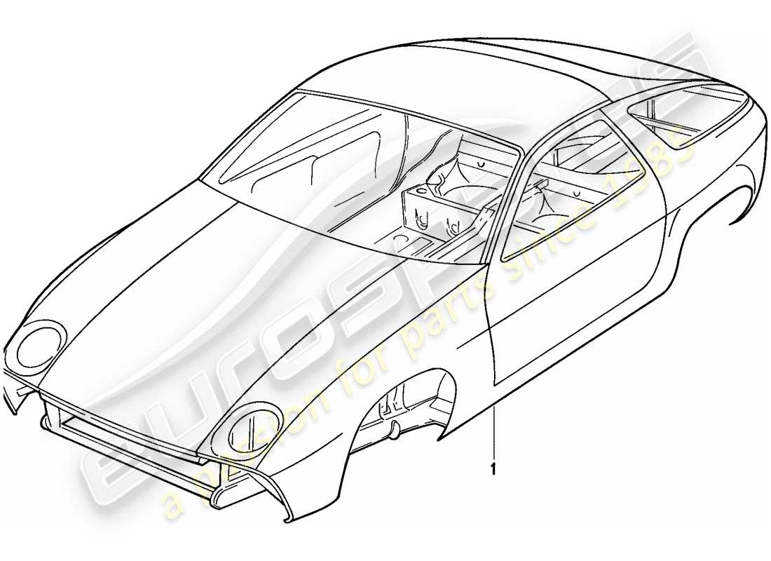 porsche 928 (1984) car body - primed - sealed - underbody protection - sprayed with filler part diagram