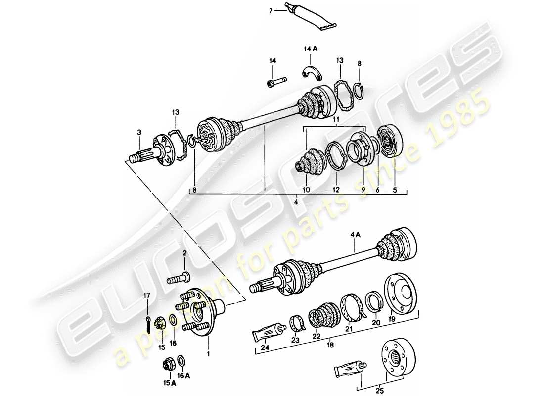 porsche 911 (1984) drive shaft part diagram