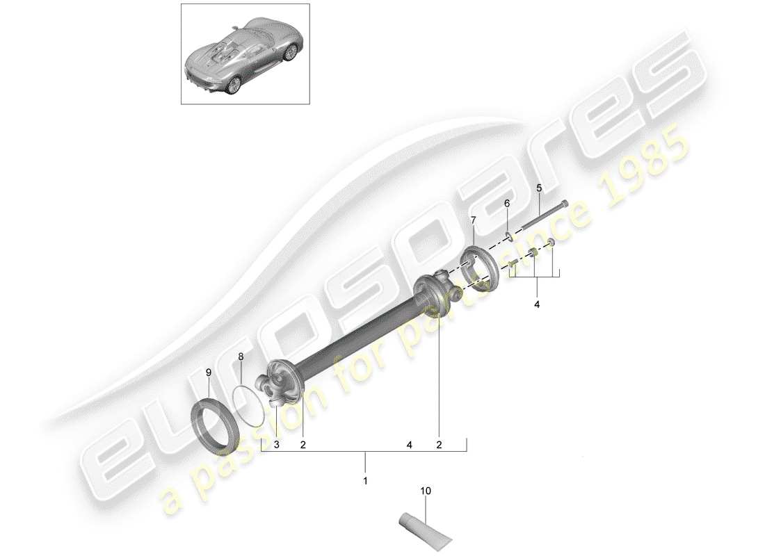 porsche 918 spyder (2015) drive shaft part diagram