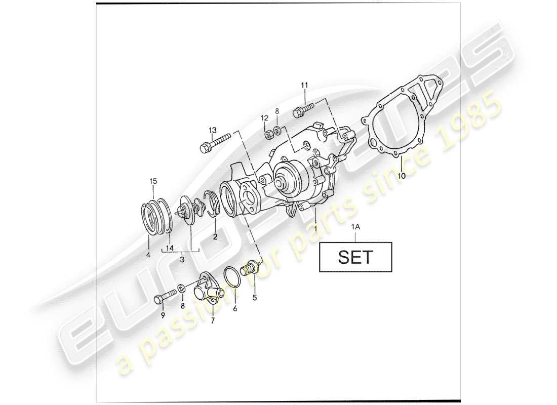 porsche 944 (1989) water pump part diagram