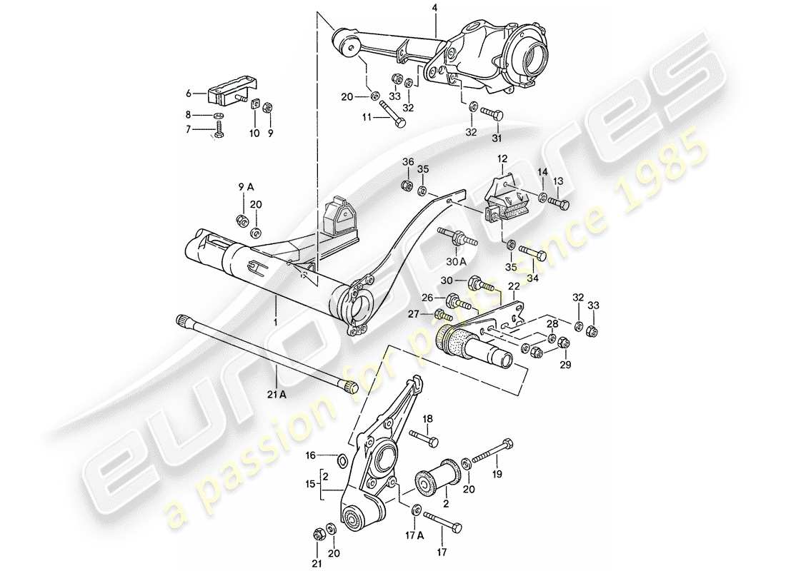 porsche 944 (1989) rear axle carrier - rear axle steering part diagram