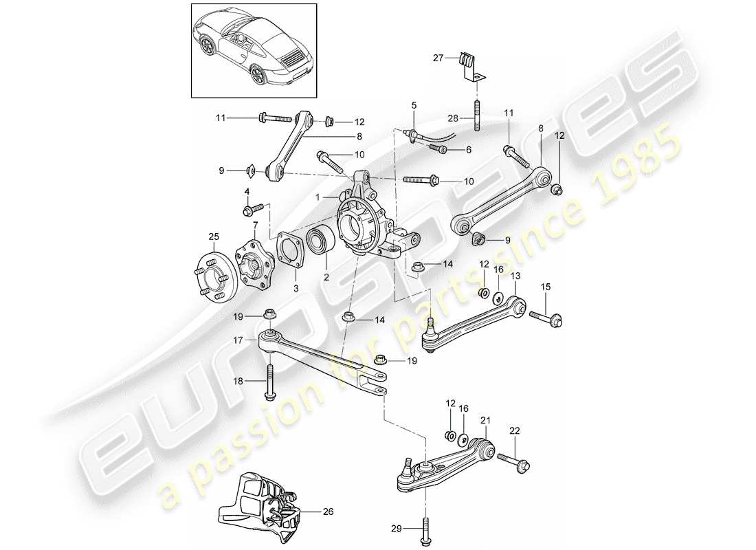 porsche 997 gen. 2 (2010) rear axle part diagram