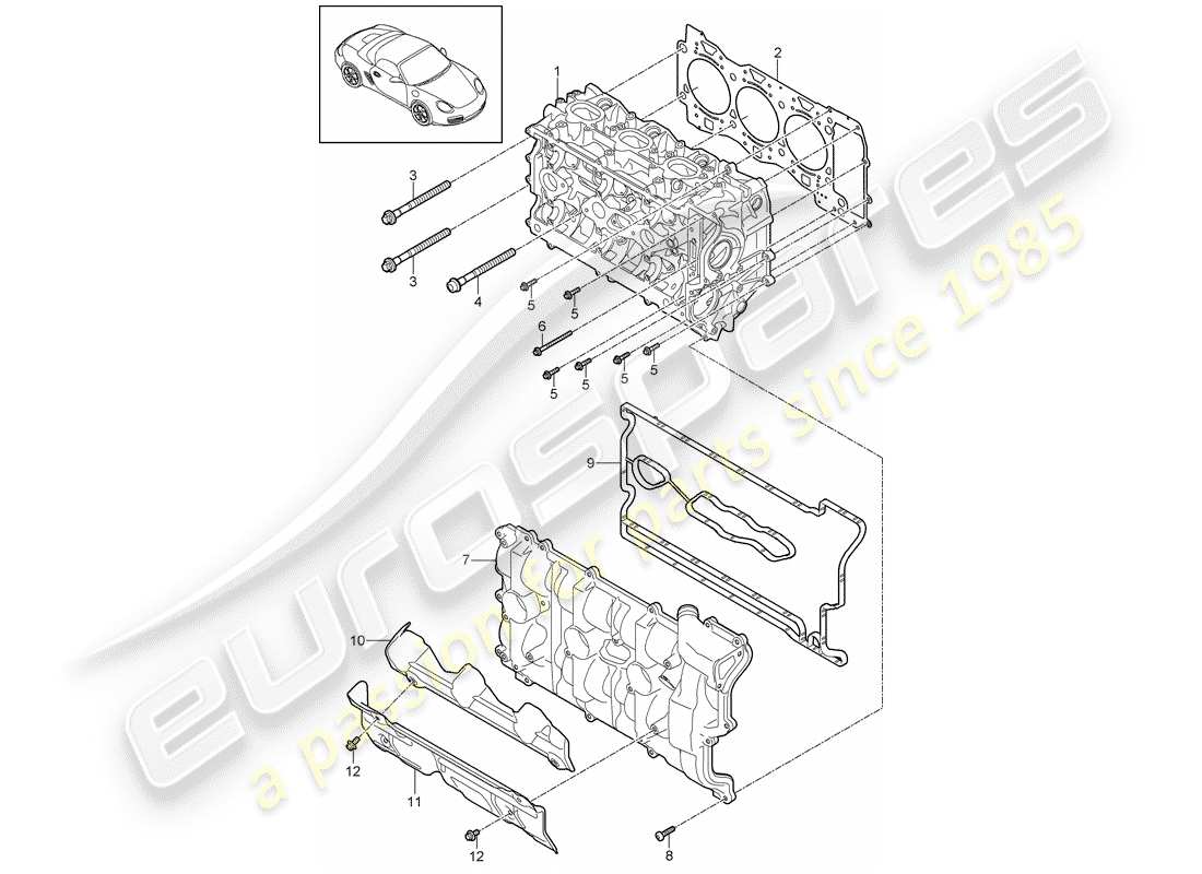 porsche boxster 987 (2009) cylinder head part diagram