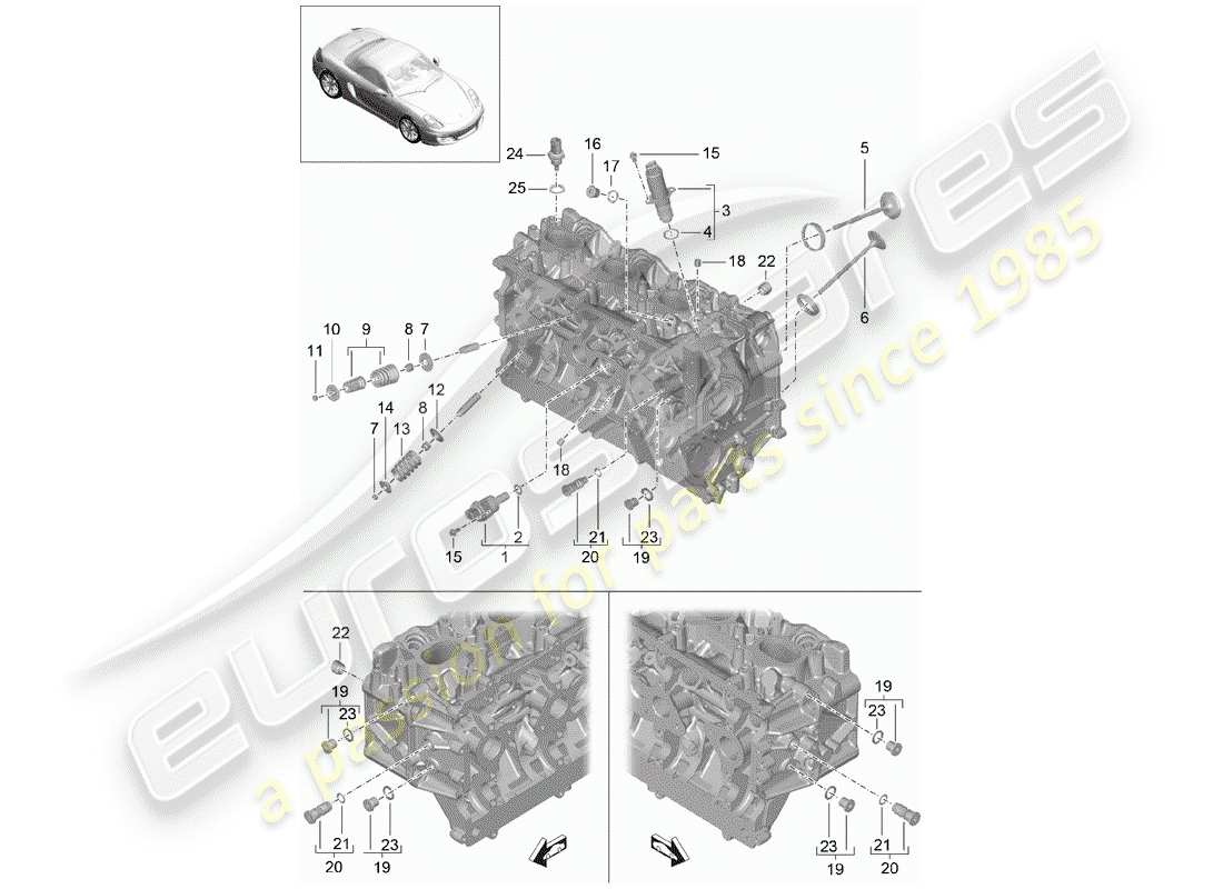 porsche boxster 981 (2016) cylinder head part diagram