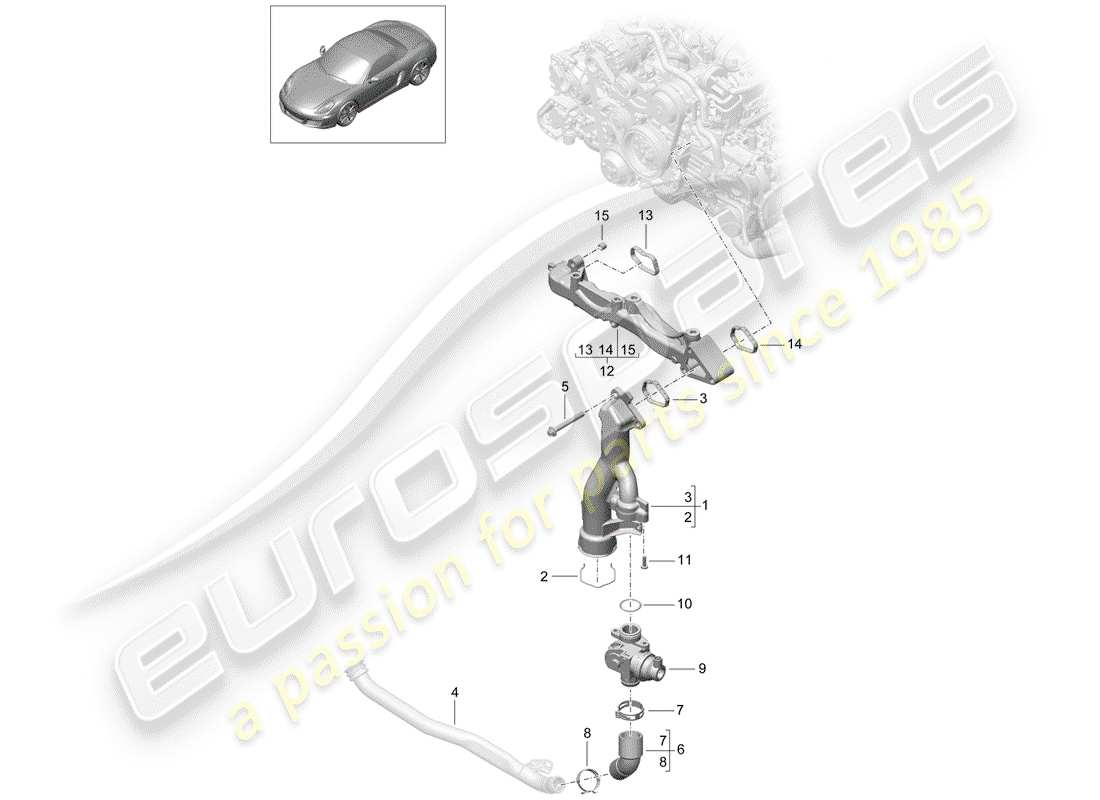 porsche boxster 981 (2016) sub-frame part diagram