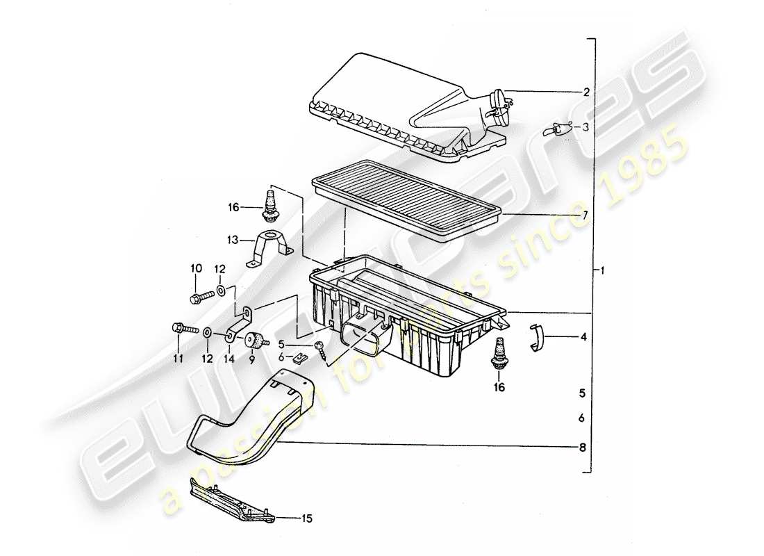 porsche 968 (1995) air cleaner part diagram