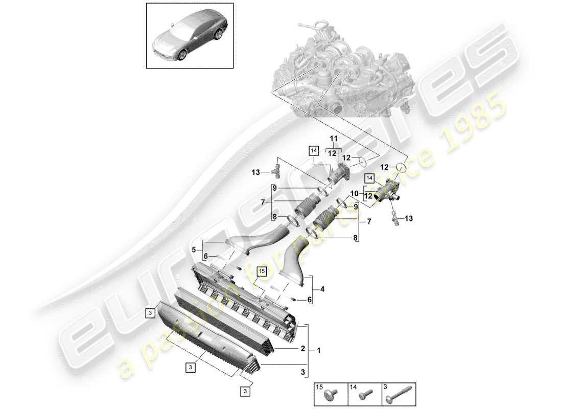 porsche panamera 971 (2020) air cleaner housing part diagram