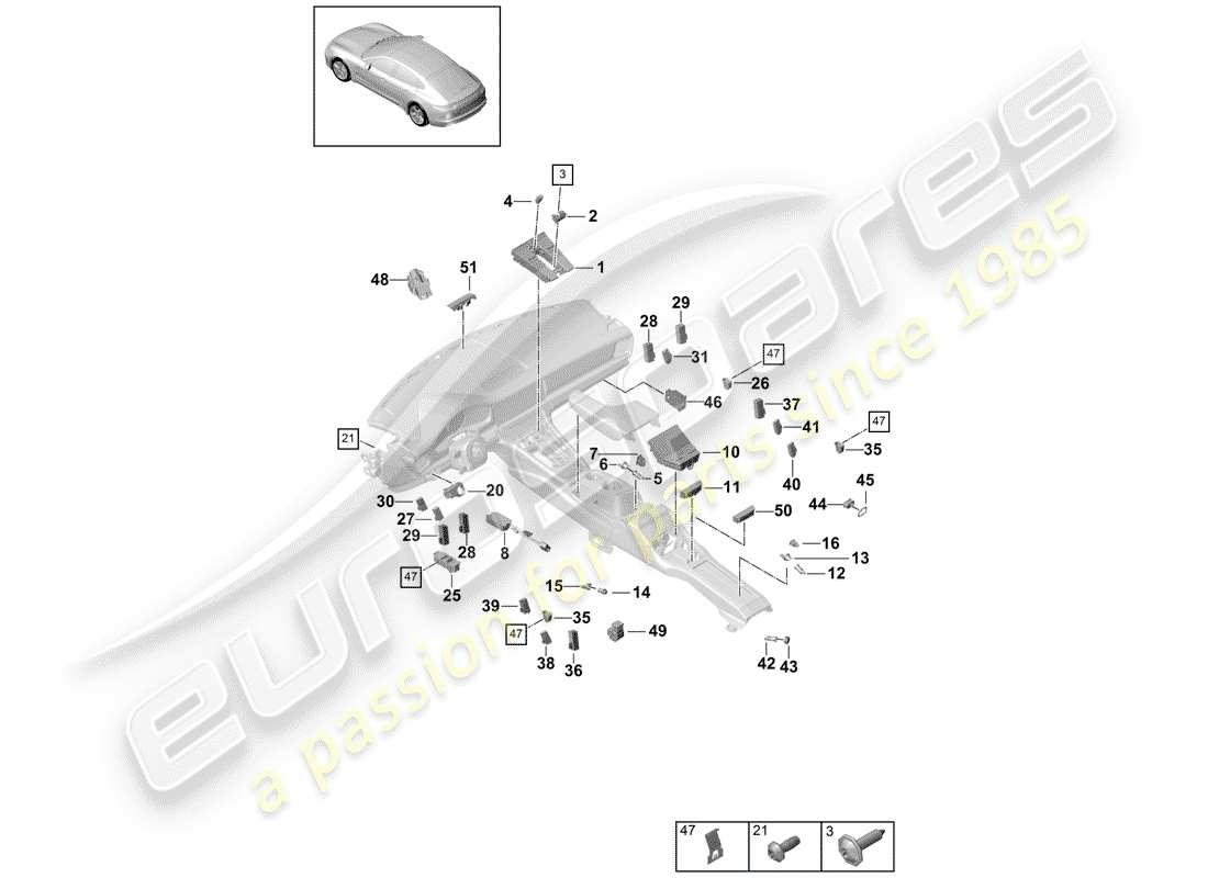 porsche panamera 971 (2017) multiple switch part diagram