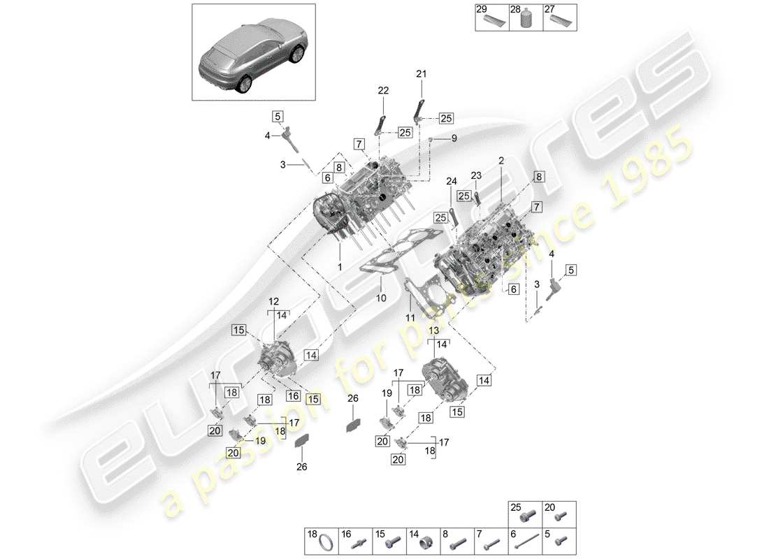 porsche macan (2019) cylinder head part diagram