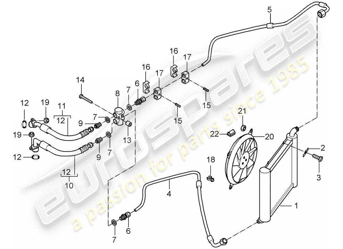 porsche carrera gt (2004) oil cooling - lines part diagram