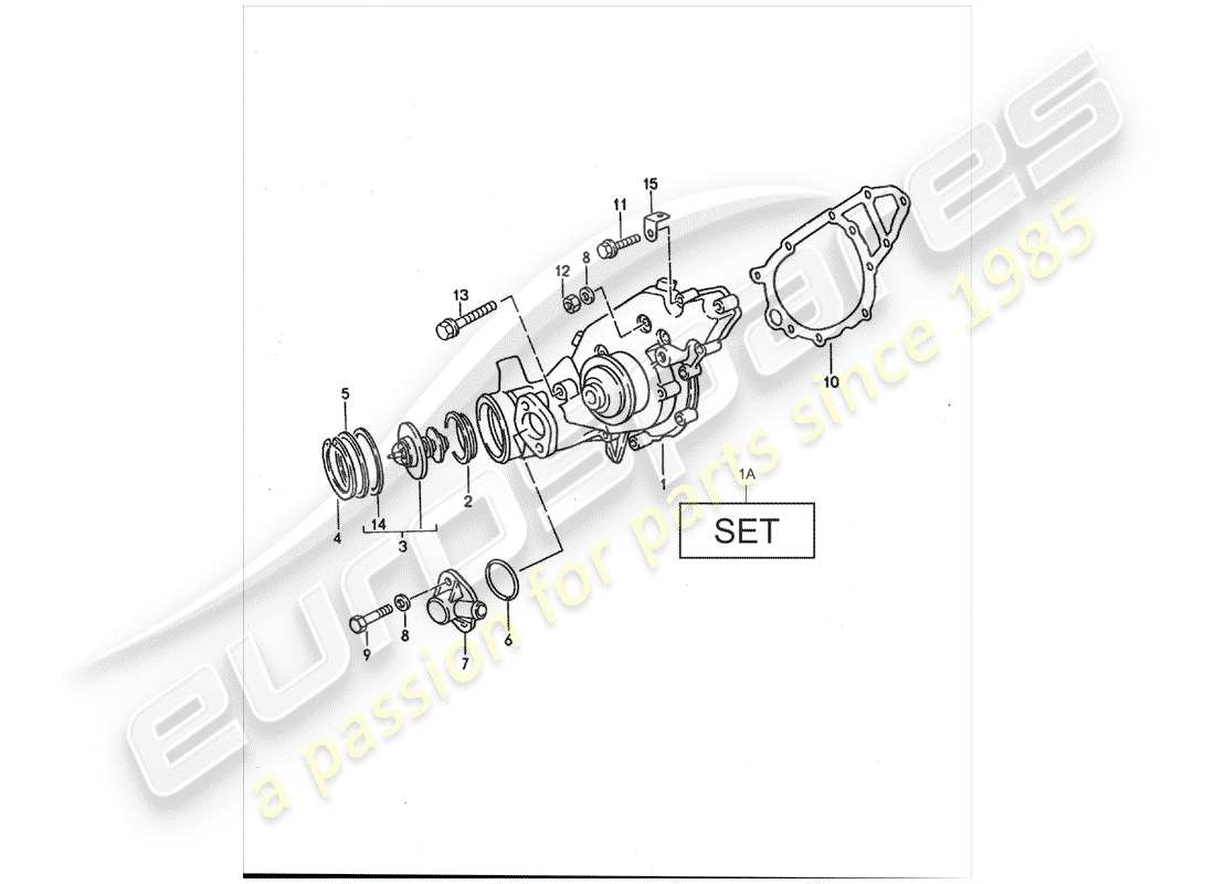 porsche 968 (1995) water pump part diagram