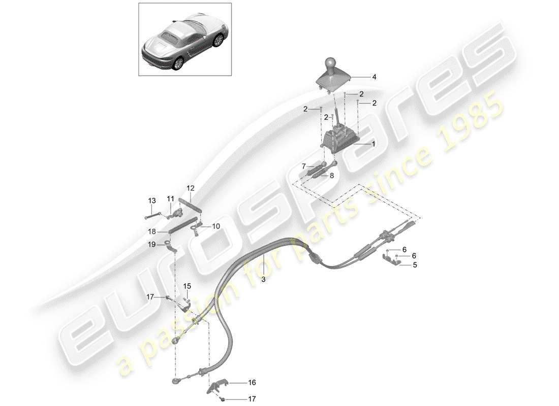 porsche 718 boxster (2019) shift mechanism part diagram