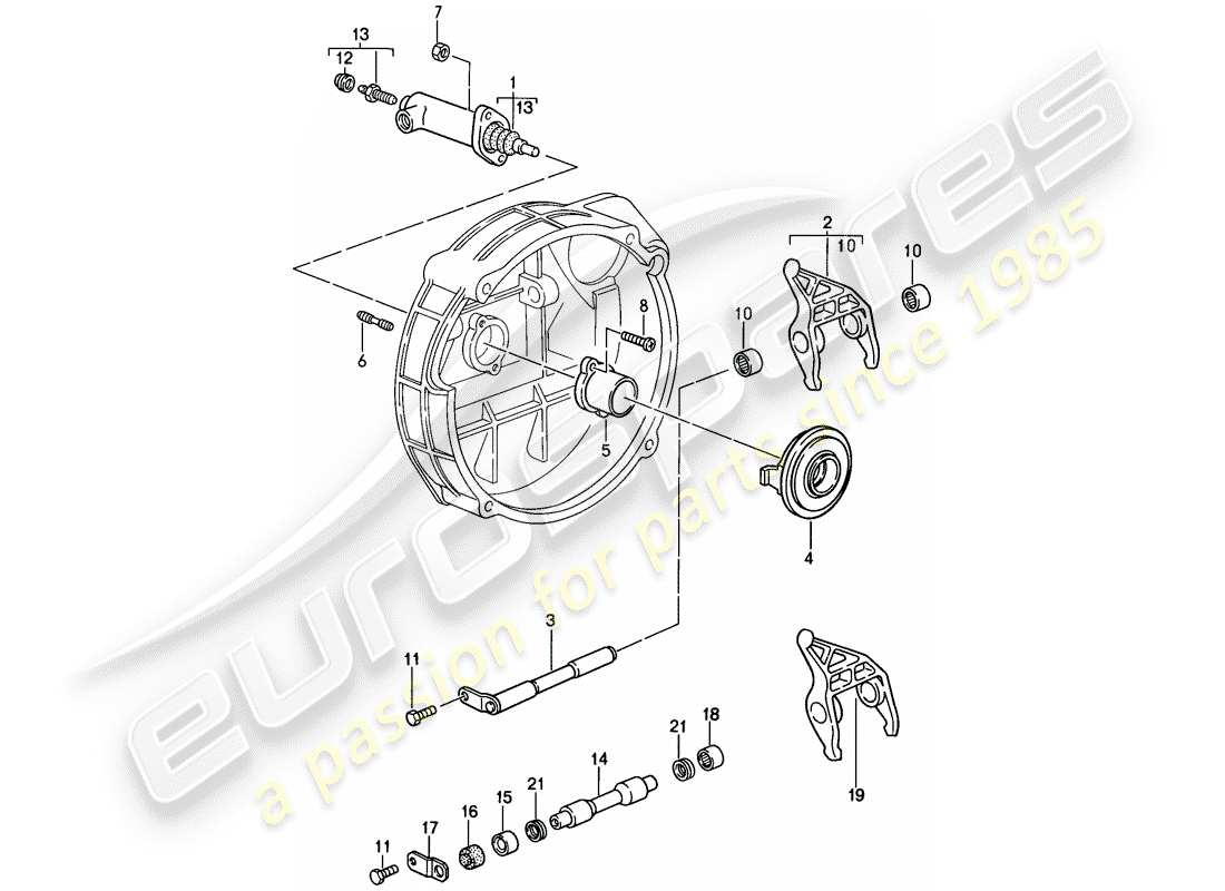 porsche 911 (1987) clutch release - hydraulic part diagram