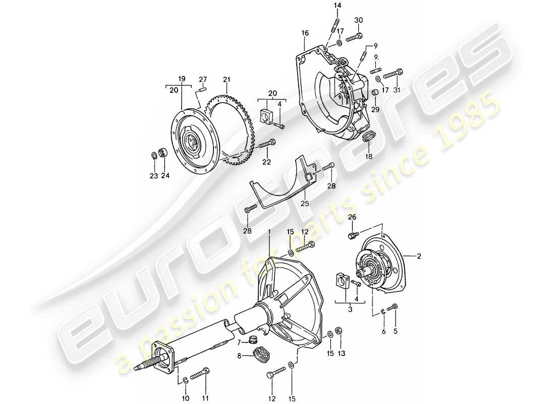 porsche 968 (1995) tiptronic - central tube part diagram