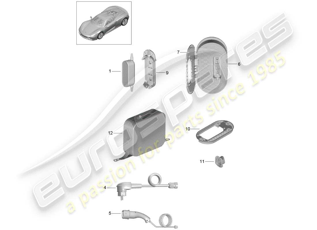 porsche 918 spyder (2015) ac charging station part diagram