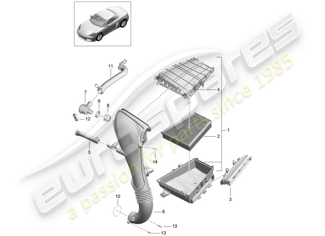 porsche 718 boxster (2019) air cleaner part diagram