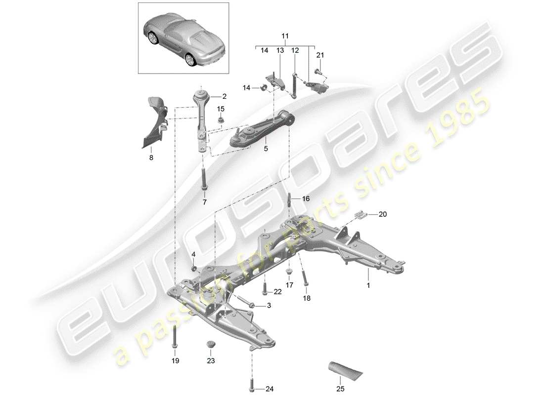 porsche boxster spyder (2016) cross member part diagram