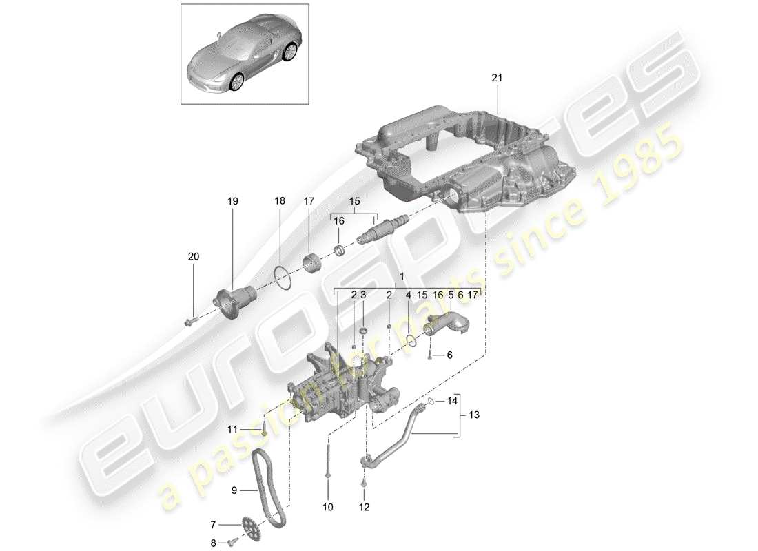 porsche boxster spyder (2016) oil pump part diagram