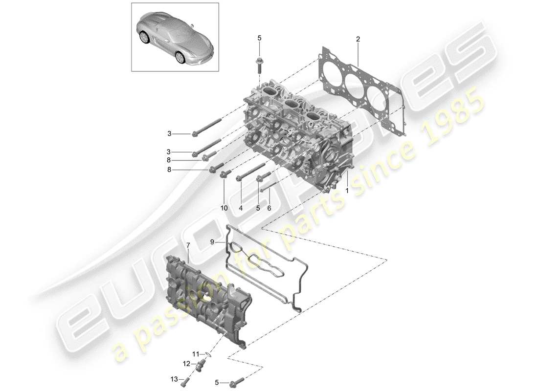 porsche boxster spyder (2016) cylinder head part diagram